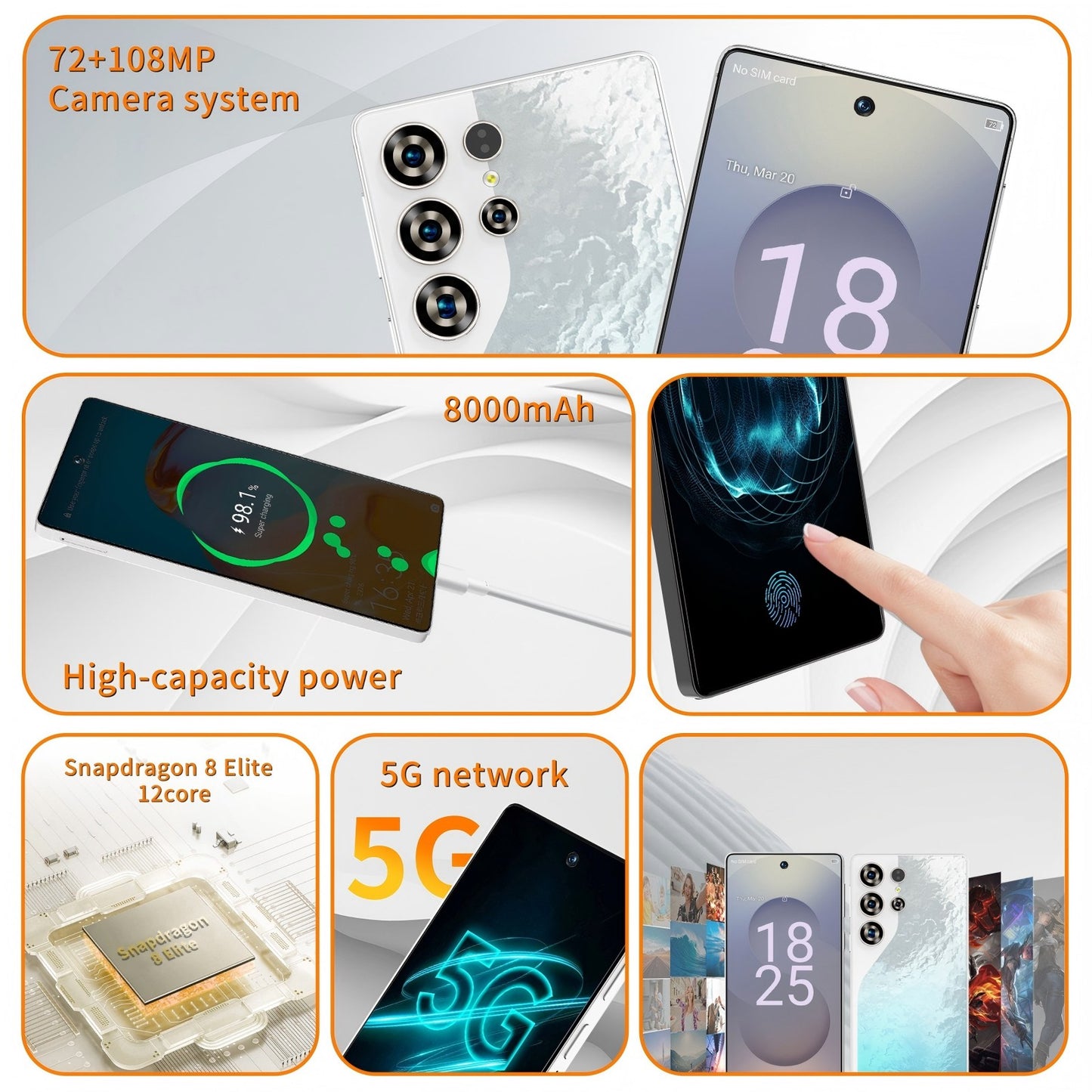 C26 Ultra 5G Unlocked Smartphone | 8GB RAM 256GB | Android 15 | Built-in Stylus